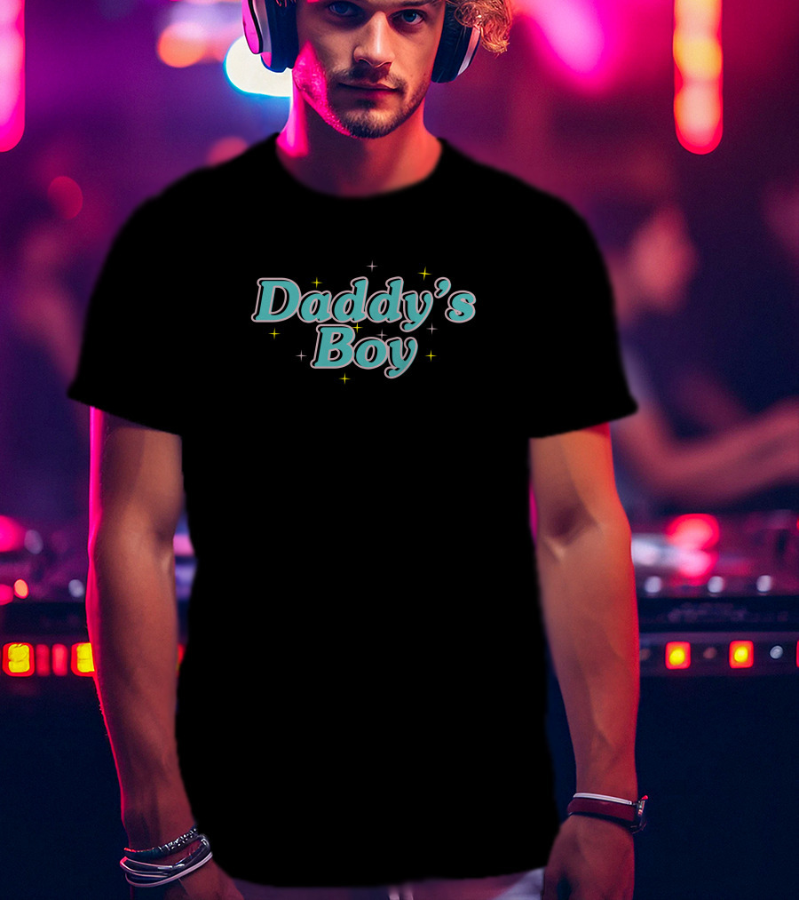 Daddy's Boy With Blue Text And Yellow Stars T-Shirt