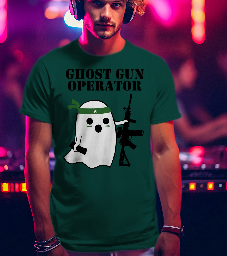 Ghost Gun Operator Ghost With Bandana And Rifle T-Shirt