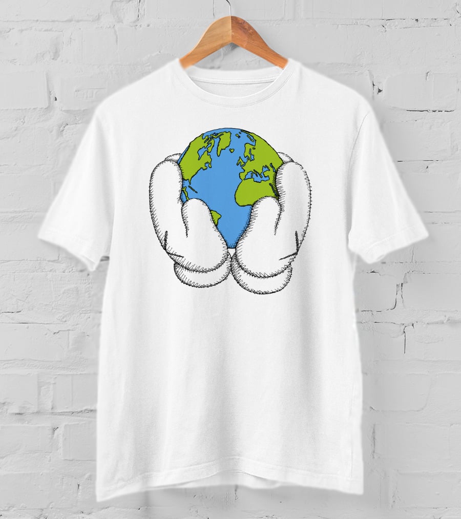 Peace For All Earth Held In Cartoon Gloves T-Shirt