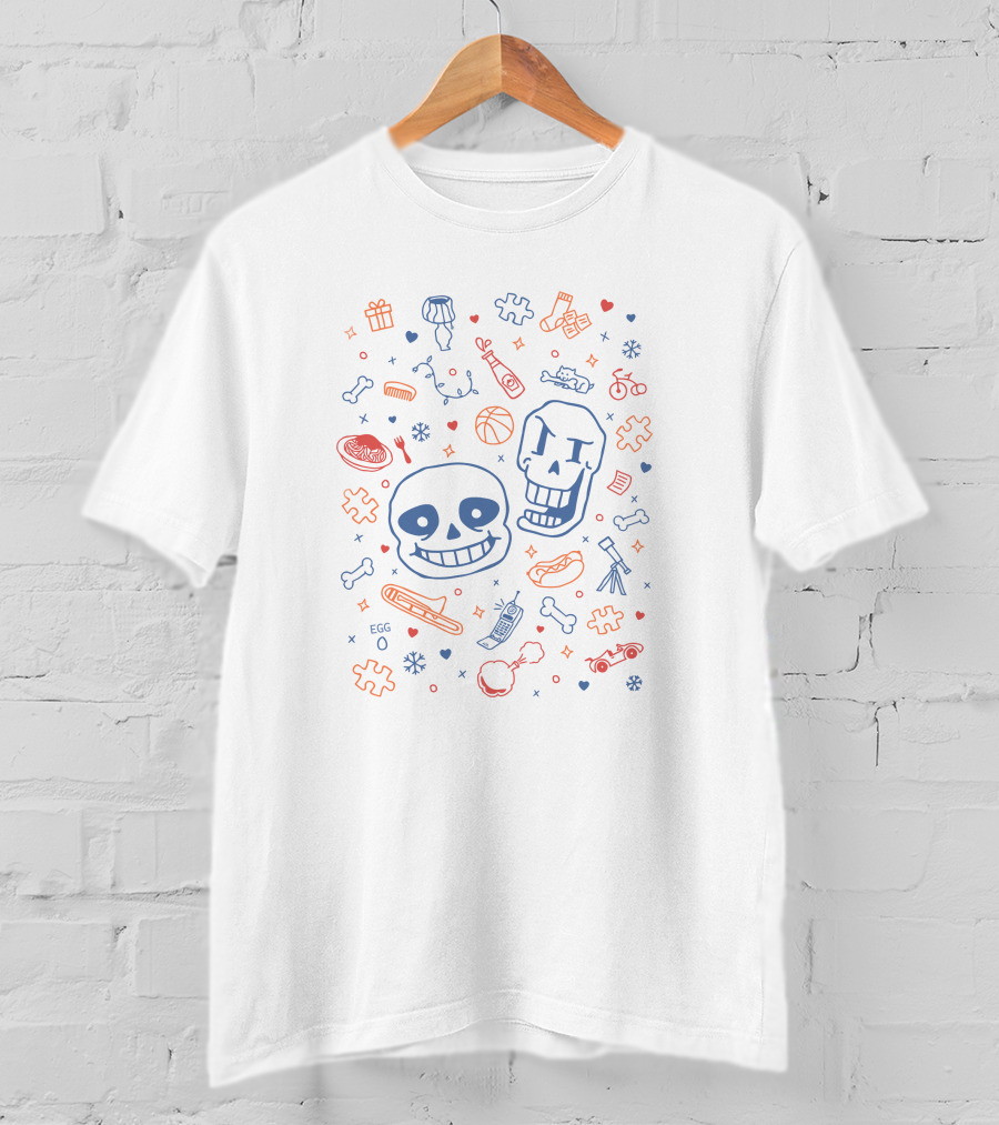 Sans Papyrus Egg Puzzle Bone Hearts Mischief T-Shirt