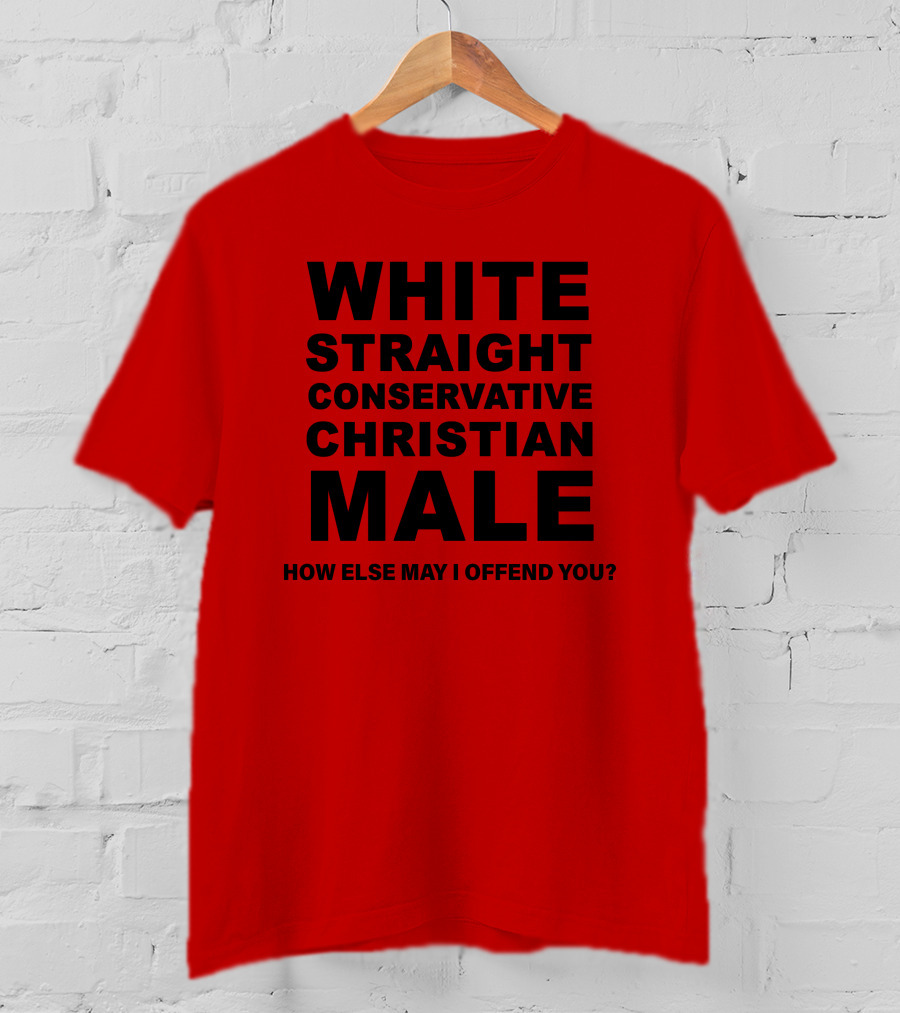 White Straight Conservative Christian Male How Else May I Offend You T-Shirt