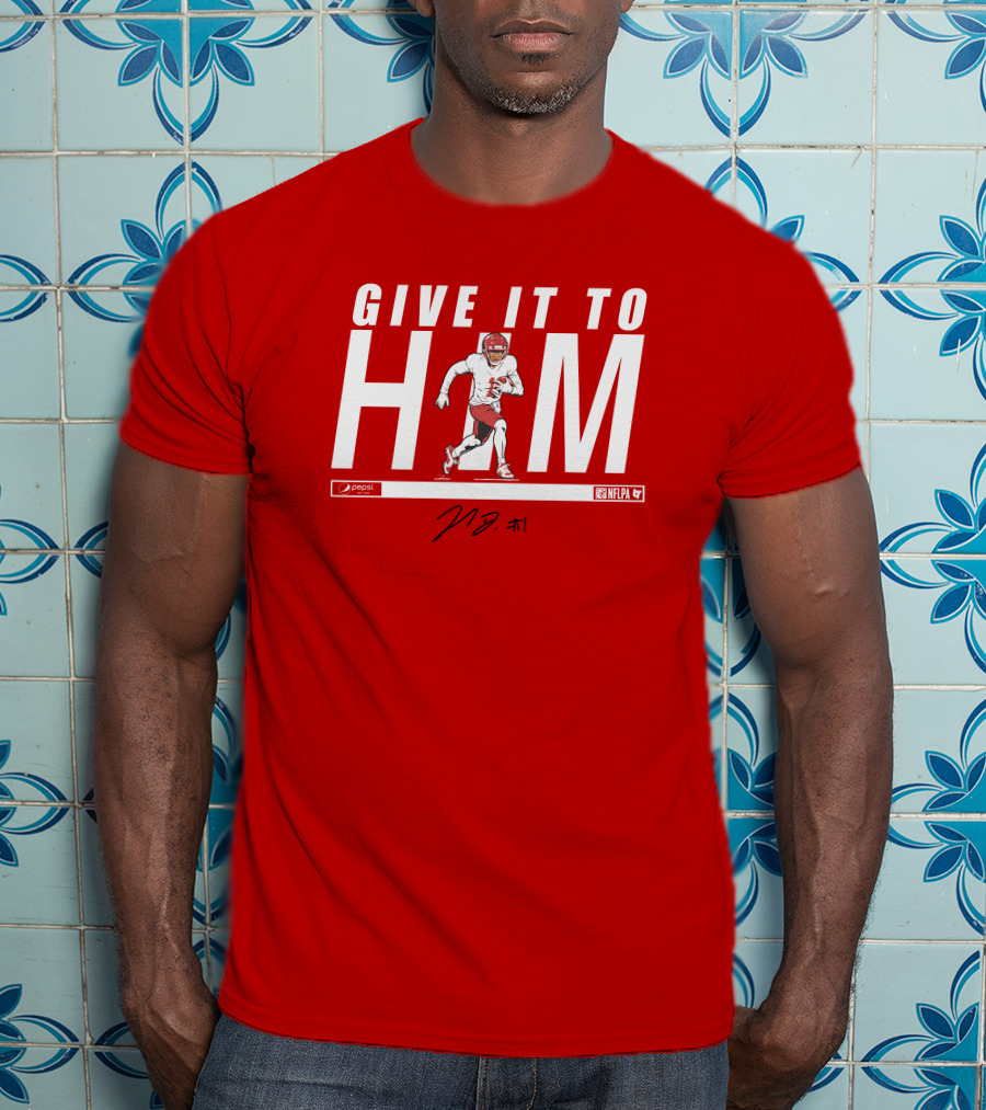 Give It To Him Football Player Signature 10 Red And White T-Shirt