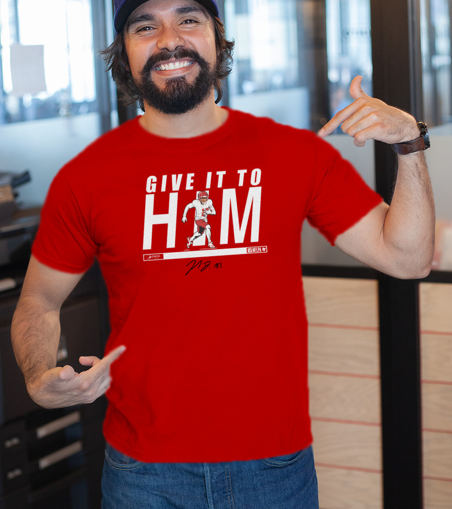 Give It To Him Football Player Signature 10 Red And White T-Shirt