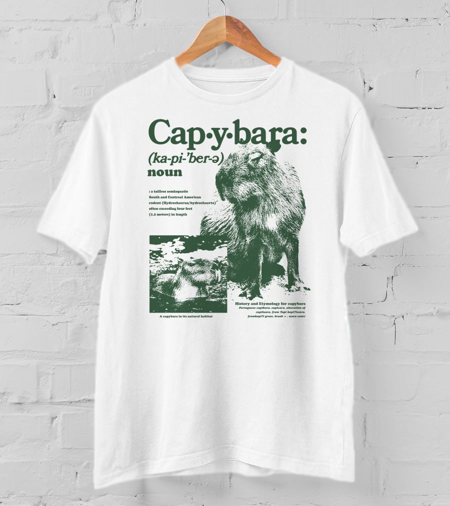 Capybara Ka-pi-ˈber-ə Definition History Etymology Rodent Habitat T-Shirt