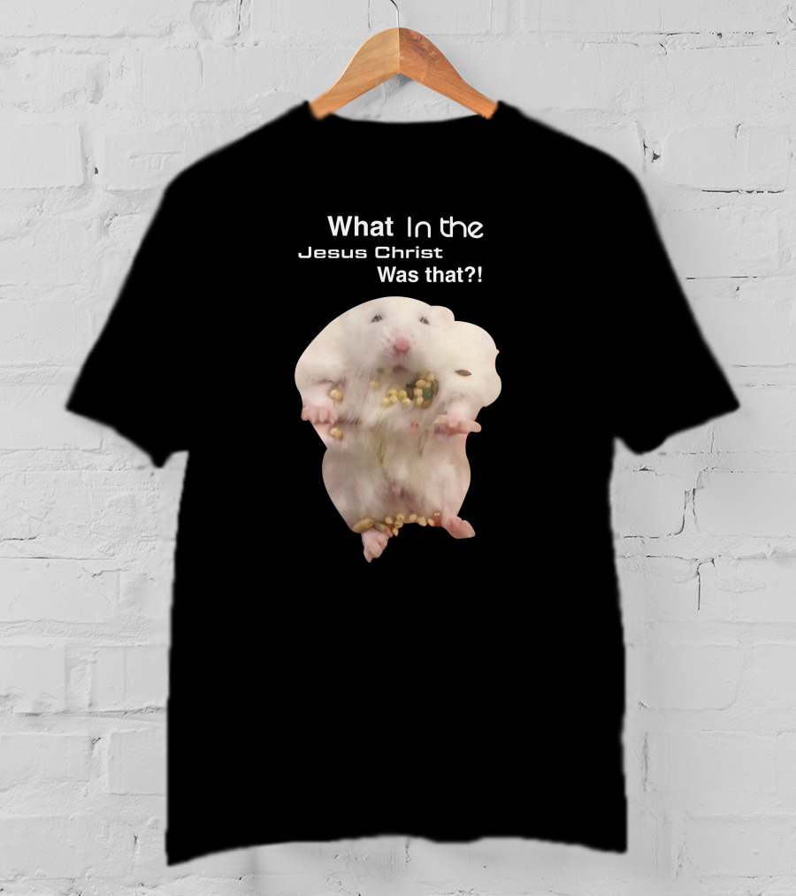 Hamster Jesus Christ Cute Fluffy White Rodent Eating Food T-Shirt
