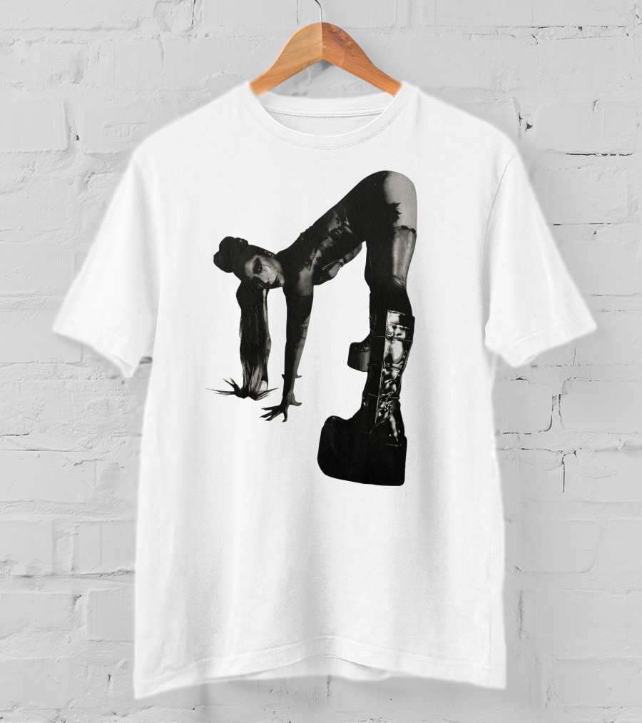 Lady Gaga Chromatica Black And White Striking Pose Platform Boots T-Shirt