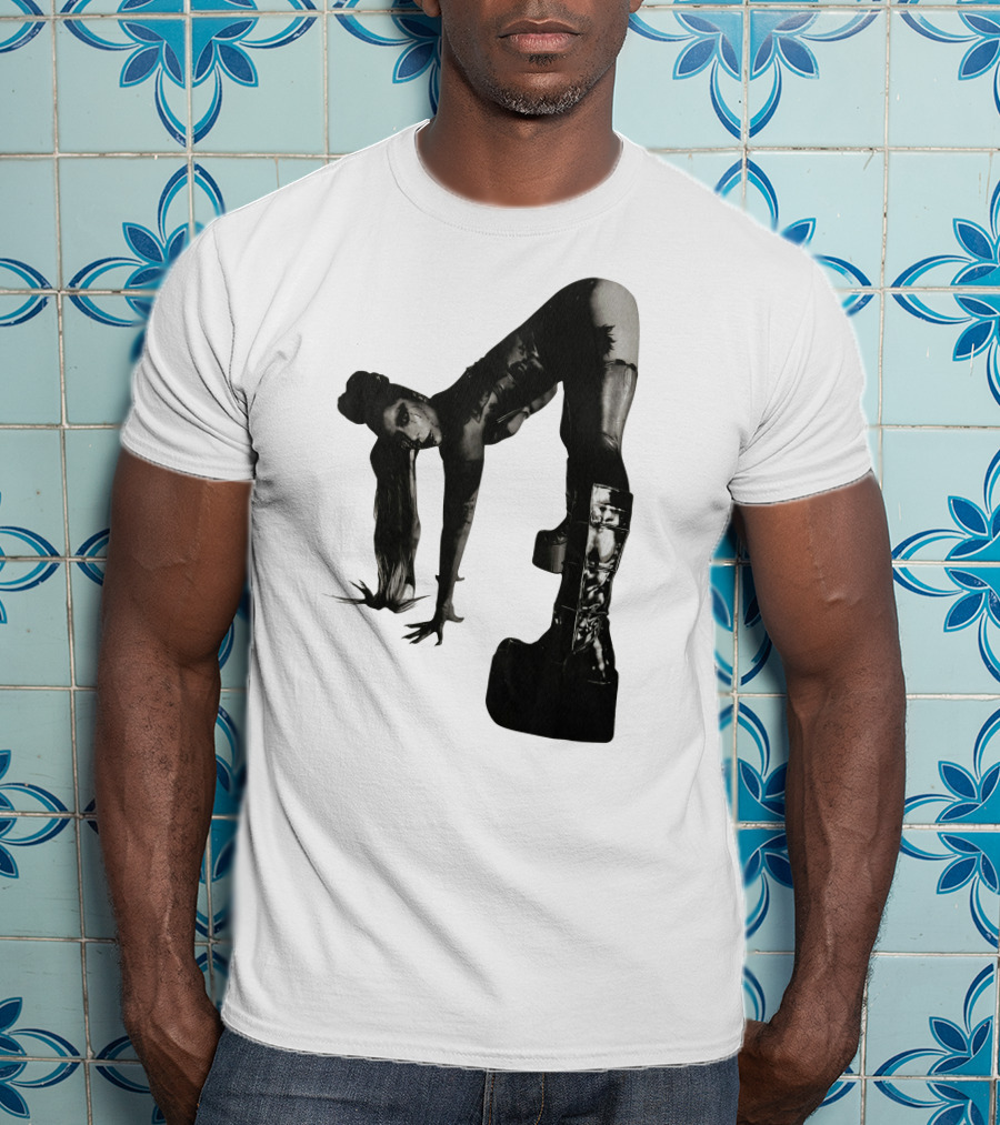 Lady Gaga Chromatica Black And White Striking Pose Platform Boots T-Shirt