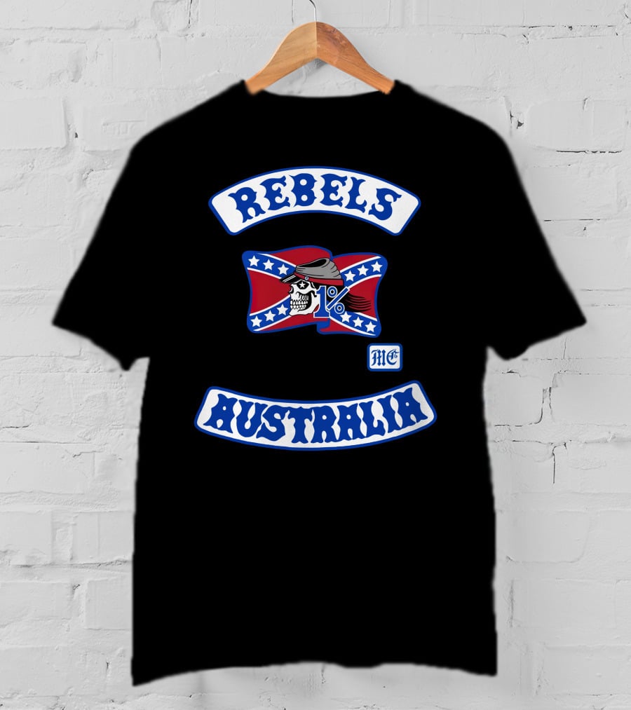Rebels MC 1% Skull Australia Motorcycle Club Patch T-Shirt