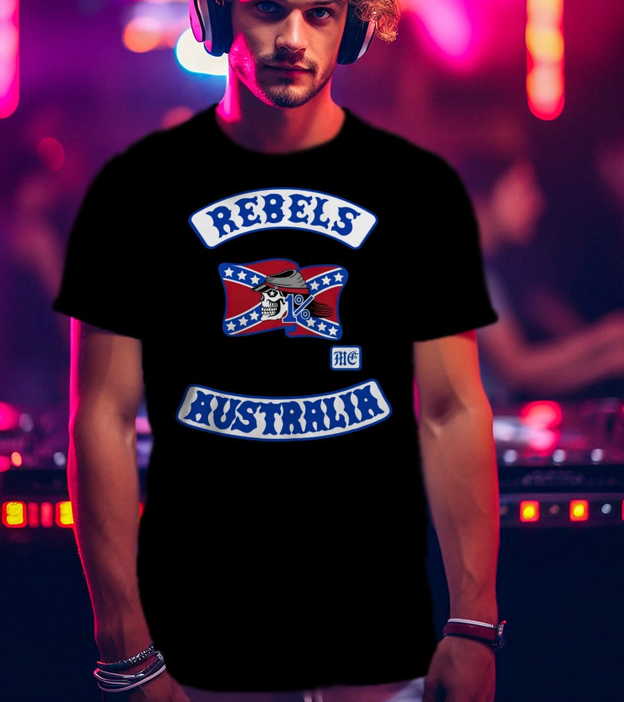 Rebels MC 1% Skull Australia Motorcycle Club Patch T-Shirt