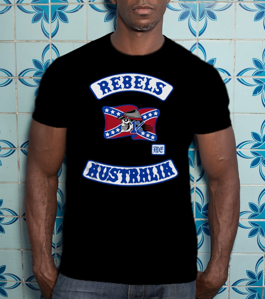 Rebels MC 1% Skull Australia Motorcycle Club Patch T-Shirt