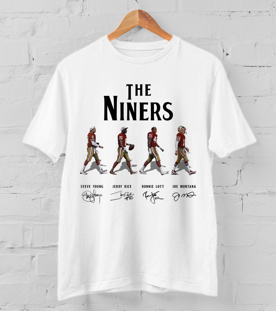 The Niners San Francisco 49ers Abbey Road Steve Young Jerry Rice Ronnie Lott Joe Montana Signatures T-Shirt