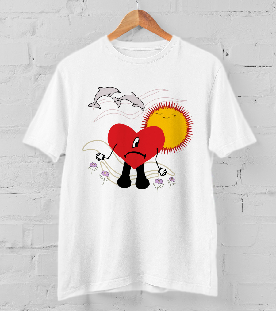 Bad Bunny Un Verano Sin Ti Album Heart Sun Dolphins Flowers Scene T-Shirt