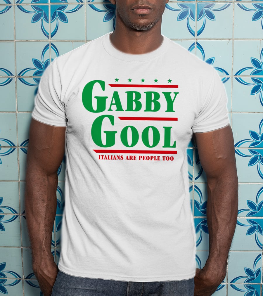 Gabby Gool Italians Are People Too Green Red Stars T-Shirt