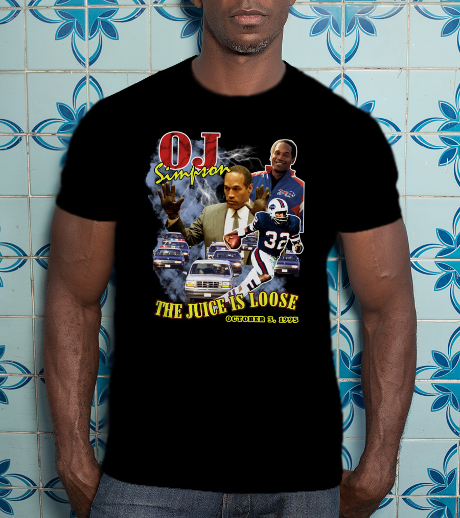 OJ Simpson The Juice Is Loose October 3, 1995 Football Chase T-Shirt