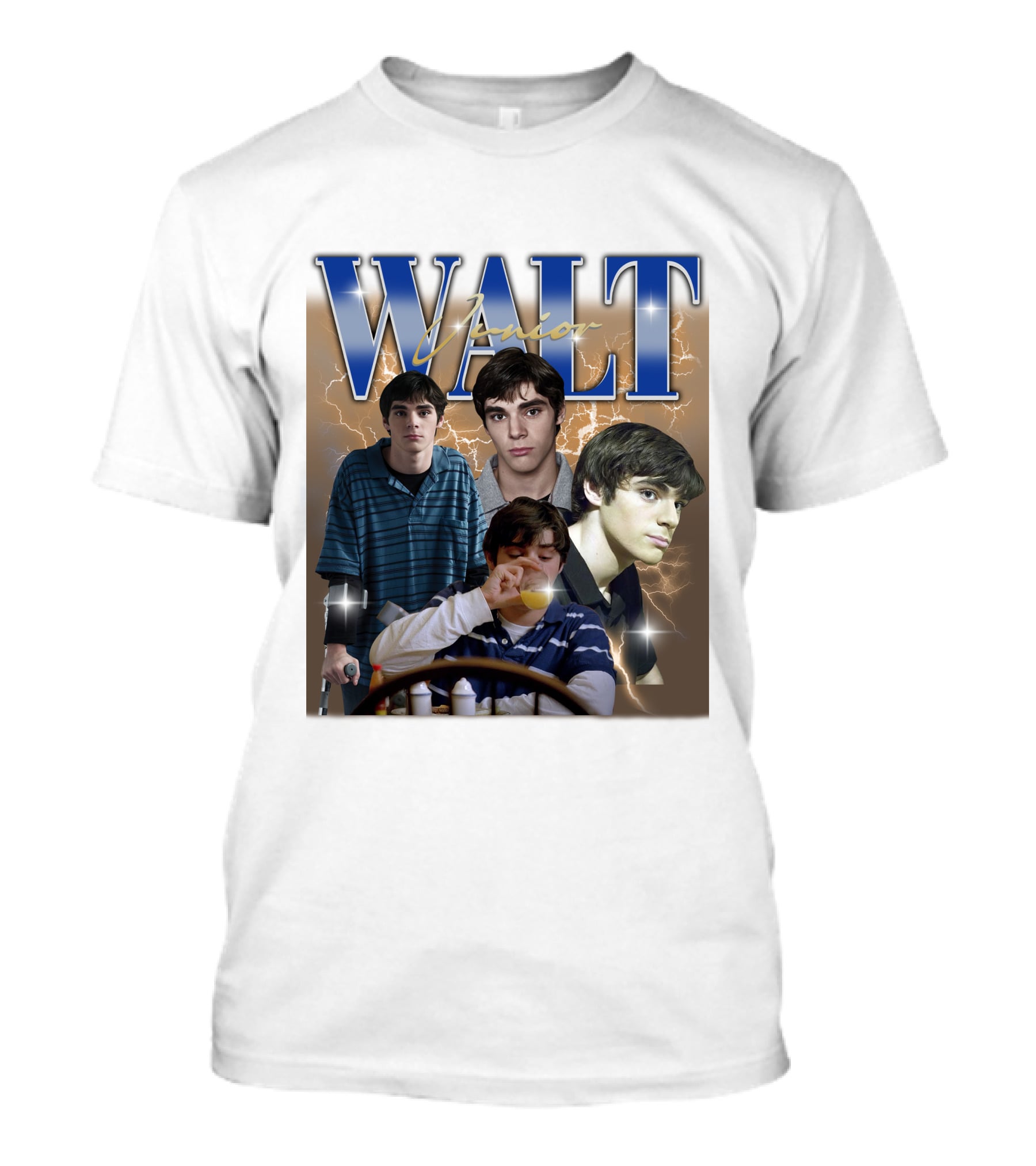 Breaking Bad Vintage 90s Drama Tv Series Walt Junior Photographic Merch Lightning Background T-Shirt