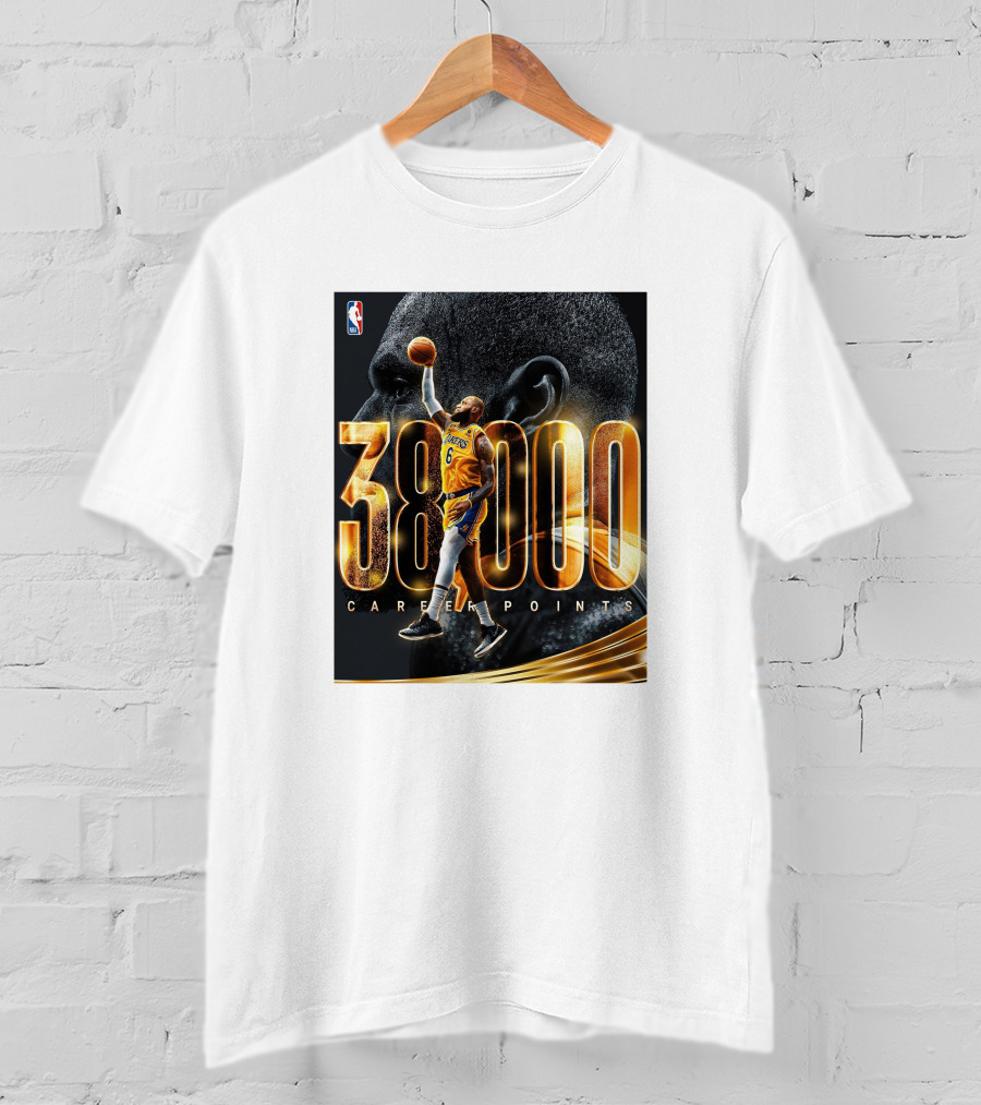NBA Lebron James 38000 Career Points Achievement T-Shirt
