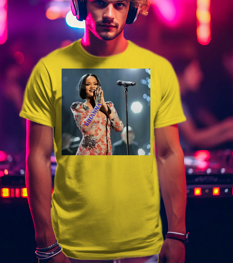 Rihanna Singer Songwriter Actress Performance Floral Dress T-Shirt