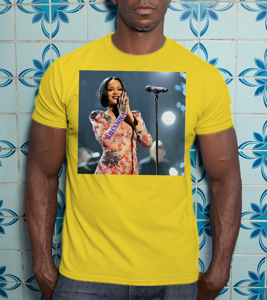 Rihanna Singer Songwriter Actress Performance Floral Dress T-Shirt