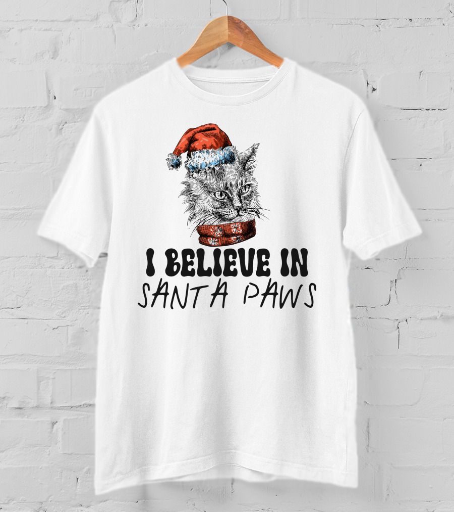 I Believe In Santa Paws Cat T-Shirt