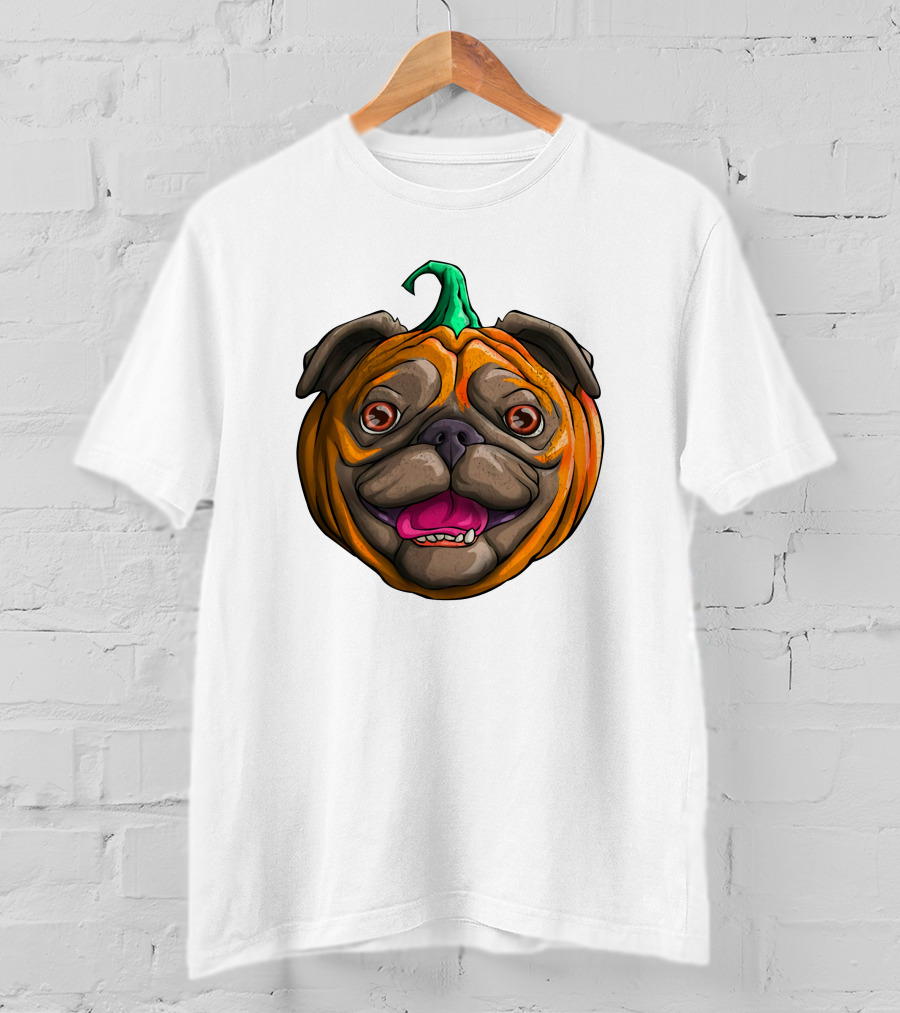 Pugkin Halloween Pug Pumpkin Head T-Shirt