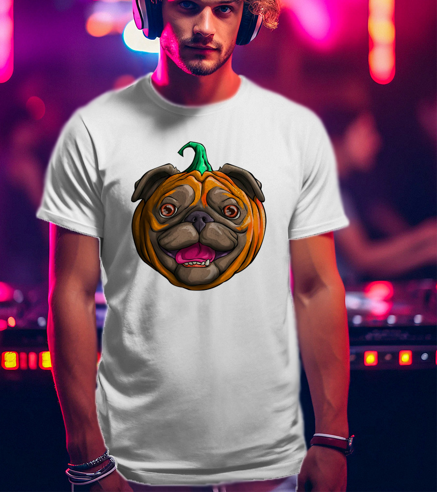 Pugkin Halloween Pug Pumpkin Head T-Shirt