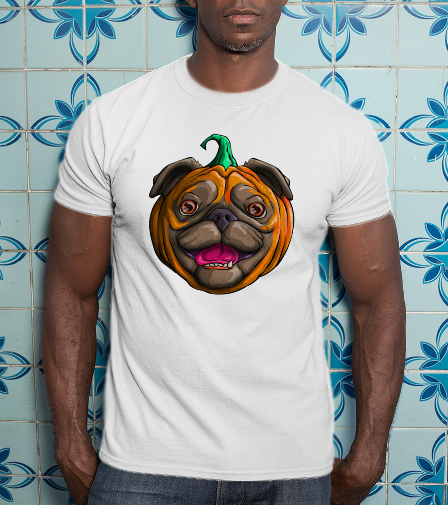 Pugkin Halloween Pug Pumpkin Head T-Shirt