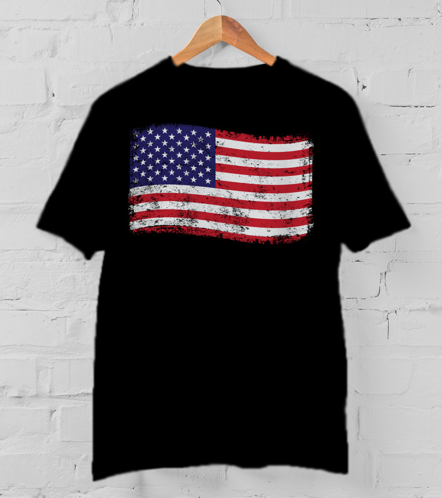 American Flag Distressed Vintage Style T-Shirt