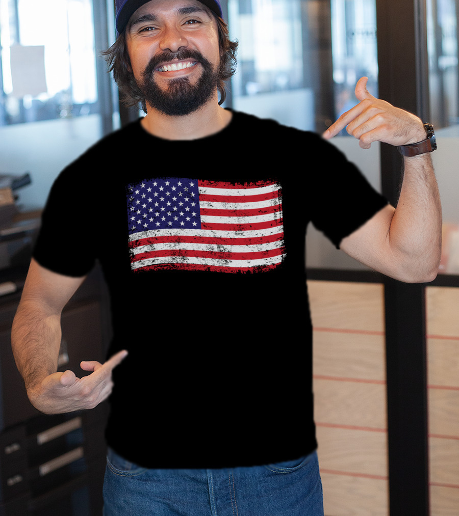 American Flag Distressed Vintage Style T-Shirt