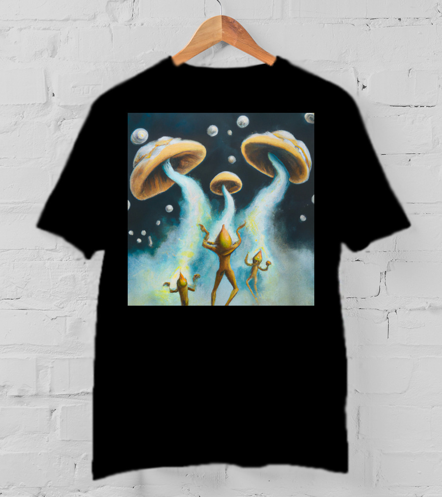 Style The Arrival Of Leman Alien Cosmic Encounter With Mushroom UFOs T-Shirt