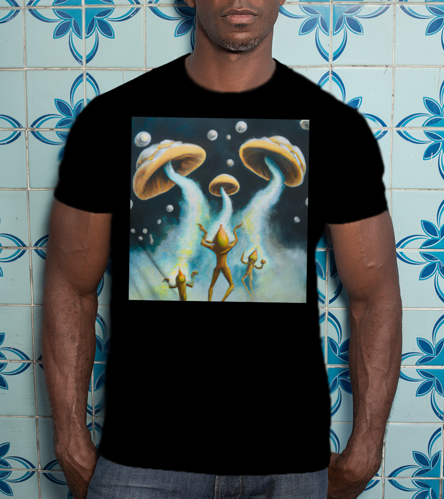 Style The Arrival Of Leman Alien Cosmic Encounter With Mushroom UFOs T-Shirt