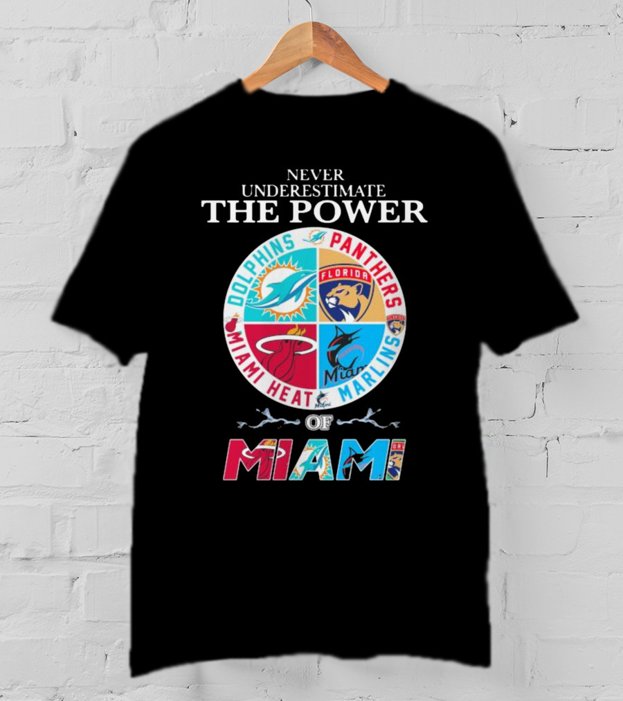 Never Underestimate The Power Of Miami Dolphins Panthers Heat Marlins T-Shirt