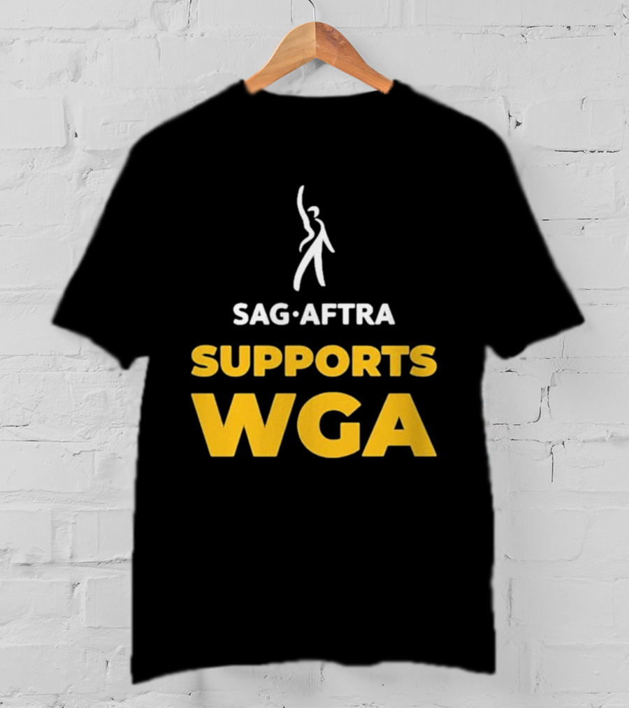 SAG-AFTRA Supports WGA Bold Logo With Iconic Figure T-Shirt