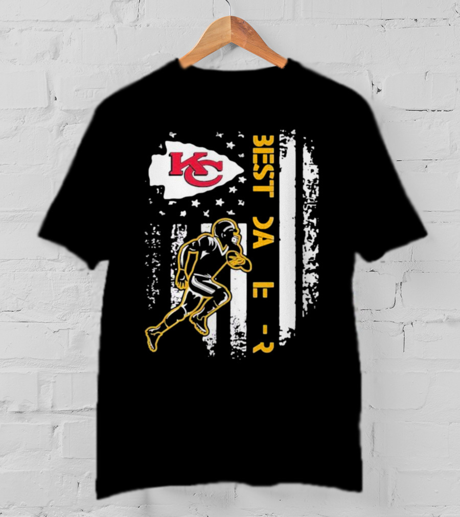 Best Dad Ever Kansas City Chiefs Football American Flag T-Shirt
