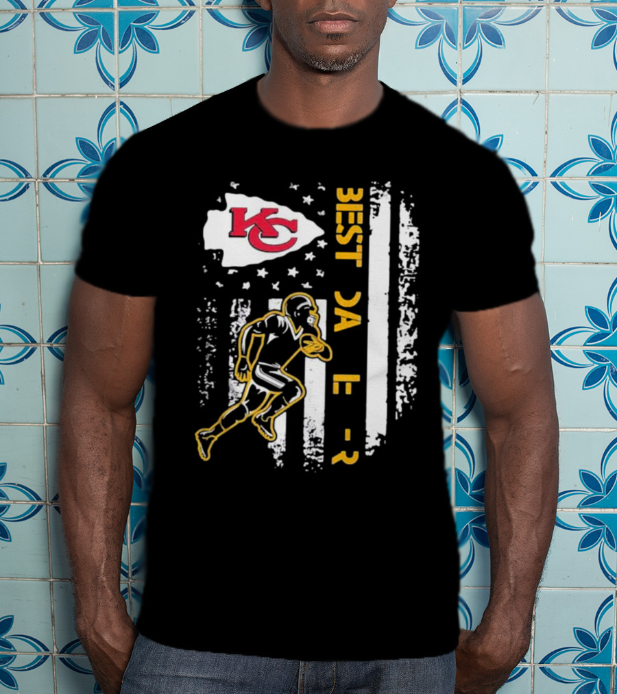 Best Dad Ever Kansas City Chiefs Football American Flag T-Shirt