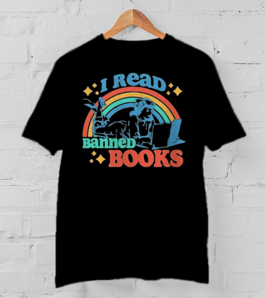 I Read Banned Books Retro Rainbow T-Shirt