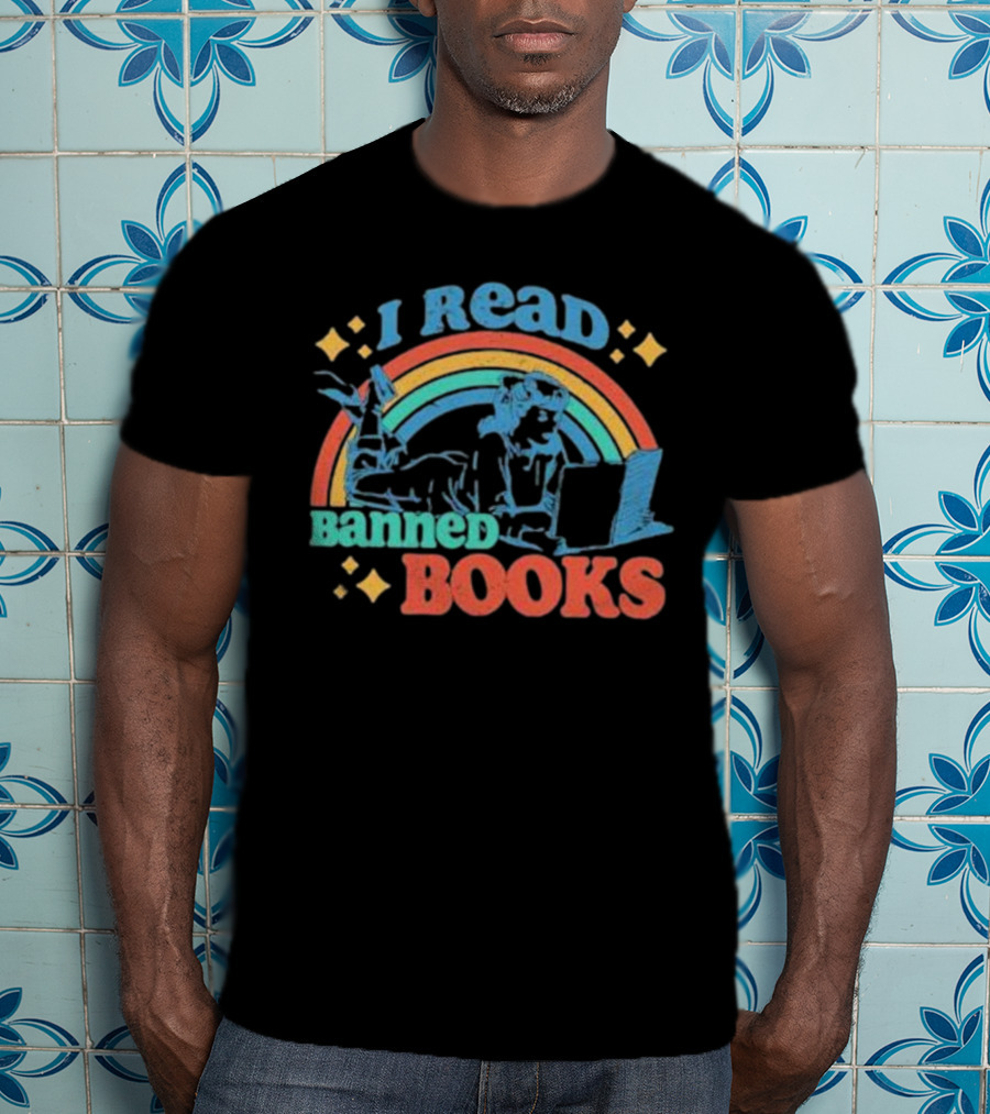 I Read Banned Books Retro Rainbow T-Shirt
