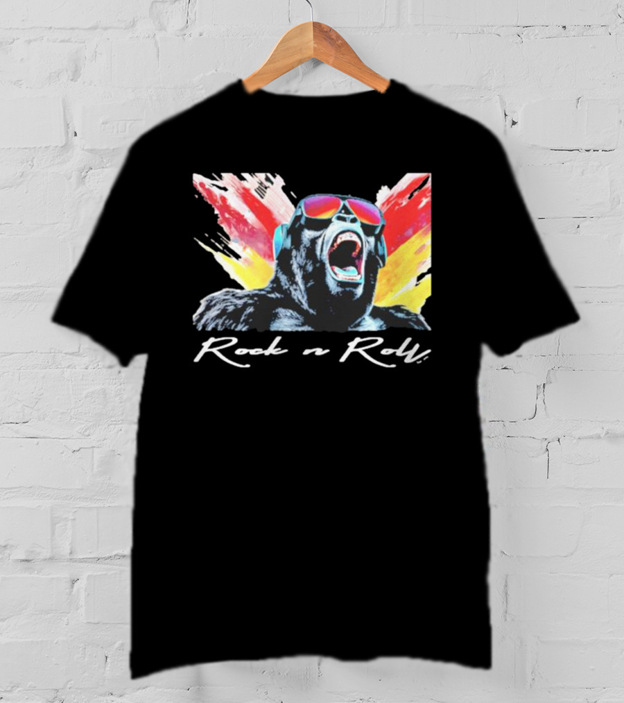 Rock N Roll Gorilla With Headphones And Sunglasses T-Shirt