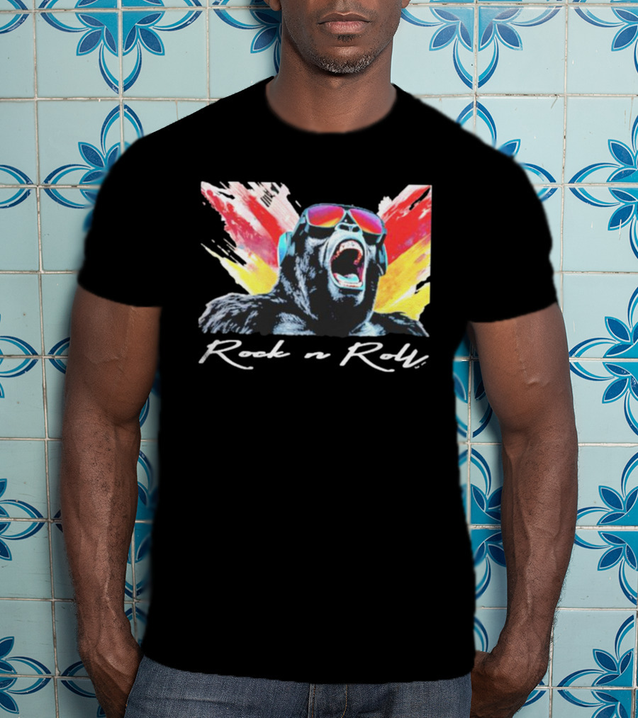 Rock N Roll Gorilla With Headphones And Sunglasses T-Shirt