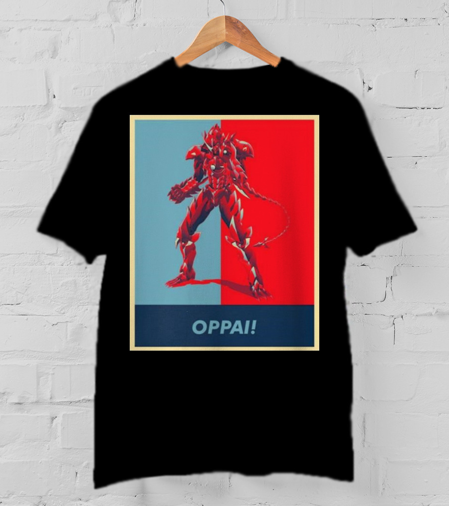 OPPAI Issei Hyoudou High School DxD Hope Style Mecha Fusion Red And Blue Dual Color Background T-Shirt