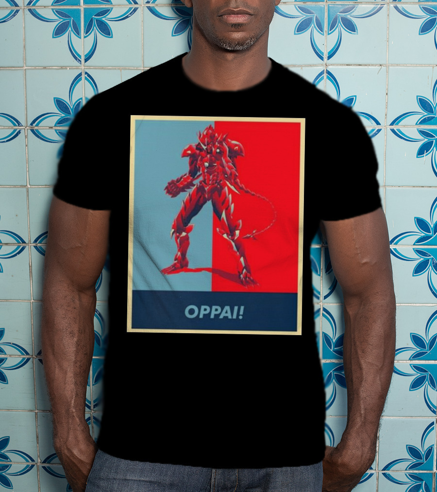 OPPAI Issei Hyoudou High School DxD Hope Style Mecha Fusion Red And Blue Dual Color Background T-Shirt