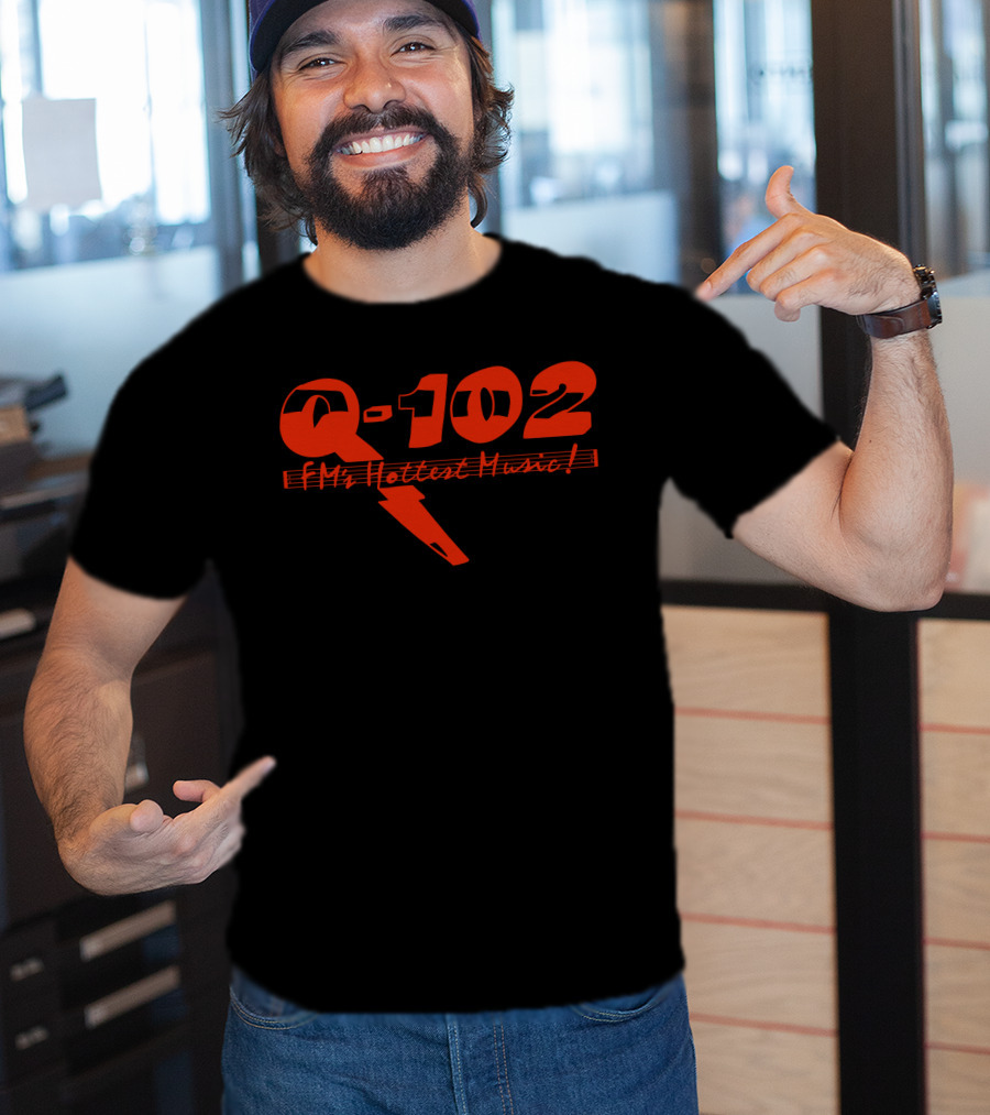 Q-102 FM's Hottest Music Lightning Bolt T-Shirt