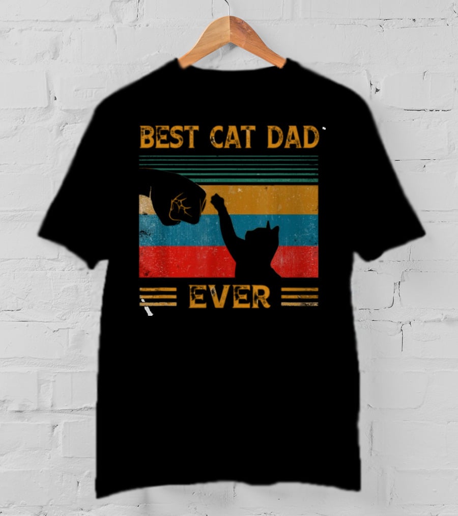 Best Cat Dad Ever Vintage Pet Lover Apparel Funny Kitty Clothes Cat Owners Cat Daddy T-Shirt