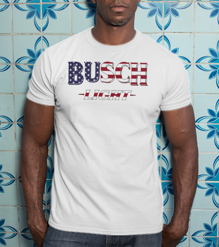 Hardy Busch Light American Flag USA T-Shirt