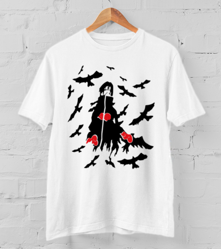 Itachi Uchiha Akatsuki Cloak And Crows With Red Clouds T-Shirt