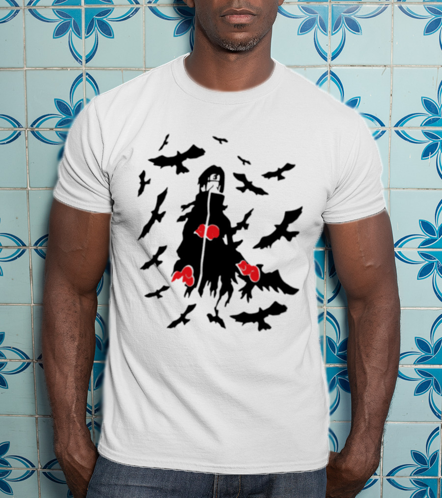 Itachi Uchiha Akatsuki Cloak And Crows With Red Clouds T-Shirt
