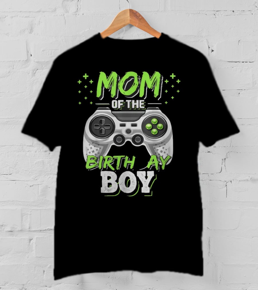 Mom Of The Birthday Boy Gamer Controller Matching Video Gamer Birthday Party T-Shirt