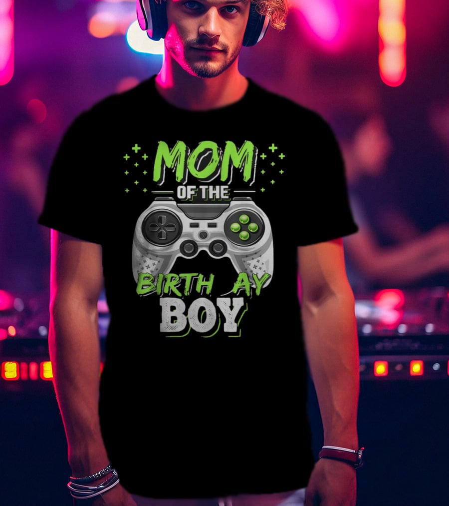 Mom Of The Birthday Boy Gamer Controller Matching Video Gamer Birthday Party T-Shirt