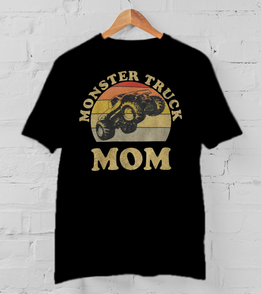 Vintage Monster Truck Mom Retro Stripes T-Shirt