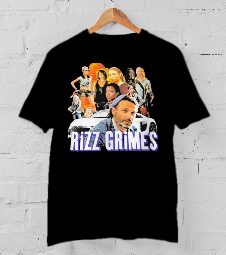 Rizz Grimes Walking Dead Car Iconic Character Collage T-Shirt