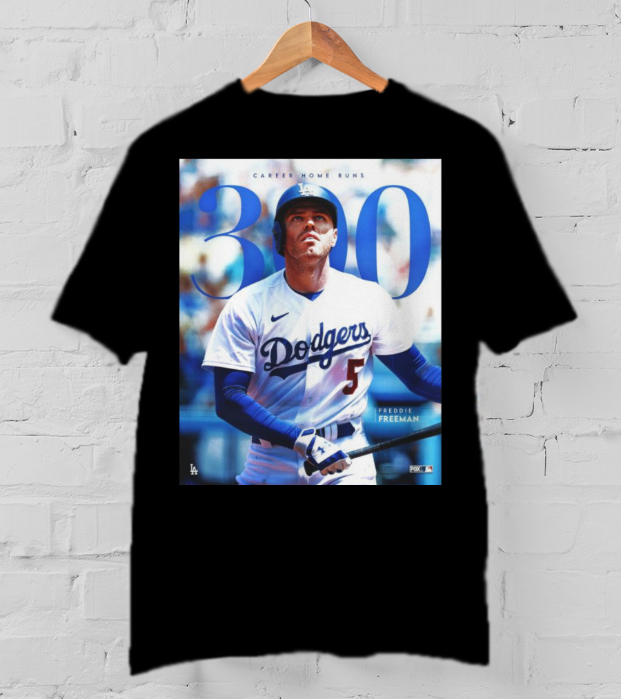 Dodgers Freddie Freeman 300 Career Home Runs Achievement Image With MLB T-Shirt